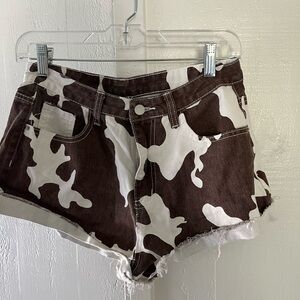 Shein Cow Print Denim Shorts